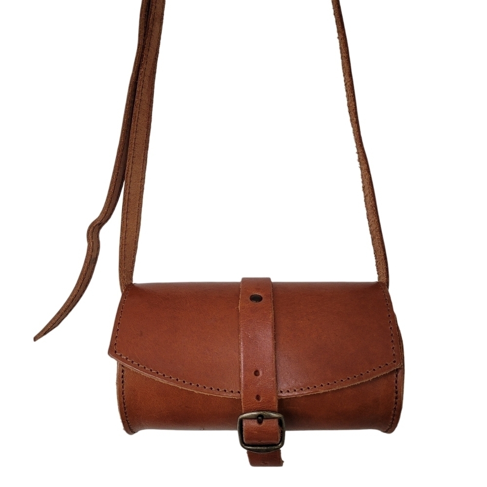 Genuine Leather Cylinder Shape Mini Crossbody Bag Handmade in Greece - Picture 2 of 15
